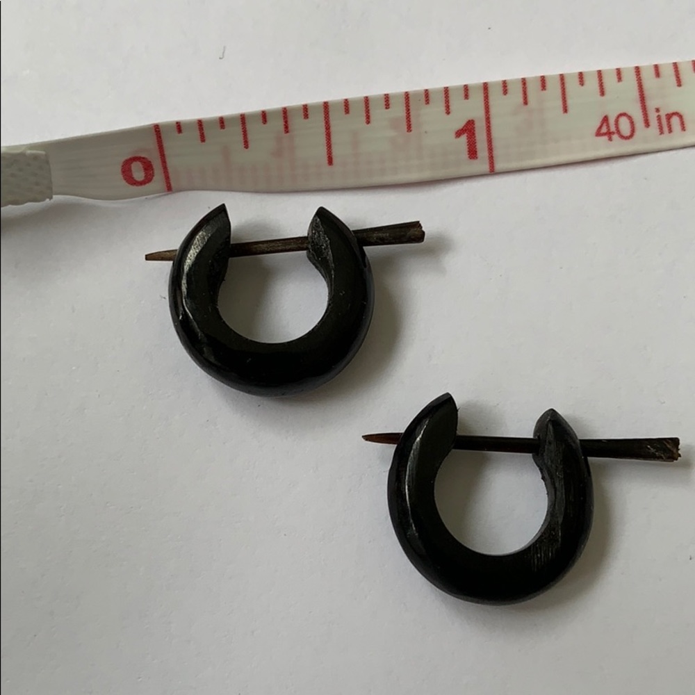 Vintage Handmade Wooden Earrings - Picture 3 of 4